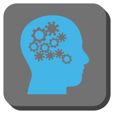 İnsan aklının Gears yuvarlak kare düğme