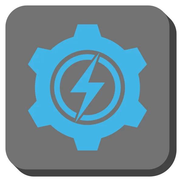 Cogwheel eléctrico redondeado botón cuadrado — Vector de stock