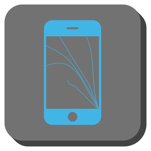 Smartphone grietas de pantalla Redondeado Botón cuadrado — Vector de stock