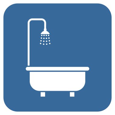 Duş banyo düz kare vektör simgesi