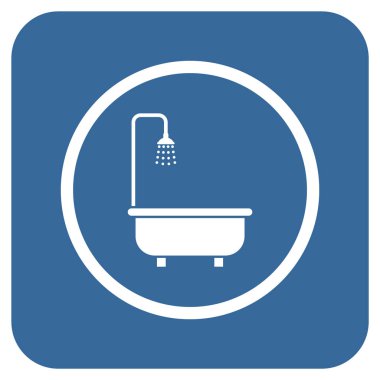 Duş banyo düz kare vektör simgesi