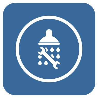 Duş sıhhi tesisat düz kare vektör simgesi