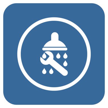 Duş sıhhi tesisat düz kare vektör simgesi