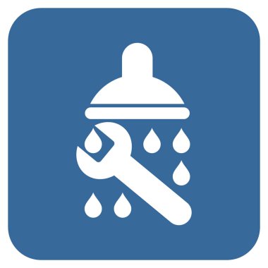 Duş sıhhi tesisat düz kare vektör simgesi