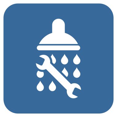 Duş sıhhi tesisat düz kare vektör simgesi