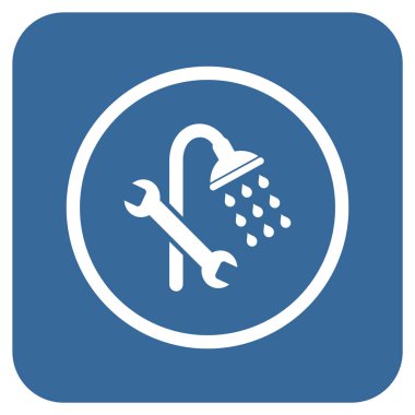 Duş sıhhi tesisat düz kare vektör simgesi