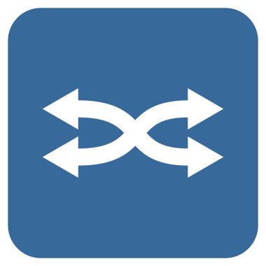 Shuffle okları yatay düz kare vektör simgesi