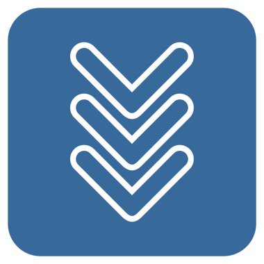 İşaretçi aşağı düz kare vektör simge üçlü