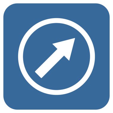 Yukarı sağ yuvarlak ok düz kare vektör simgesi