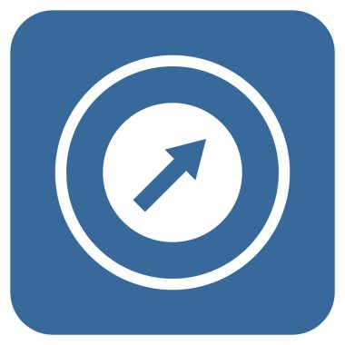 Yukarı sağ yuvarlak ok düz kare vektör simgesi