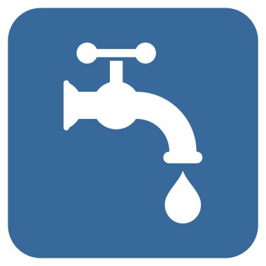 Su musluk düz kare vektör simgesi