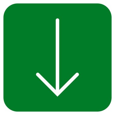 Düz aşağı ok vektör simgesi kare