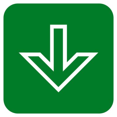 Düz aşağı ok vektör simgesi kare