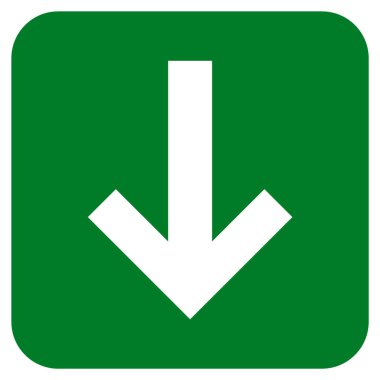 Düz aşağı ok vektör simgesi kare