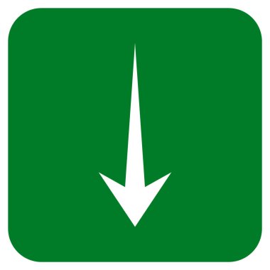 Düz aşağı ok vektör simgesi kare