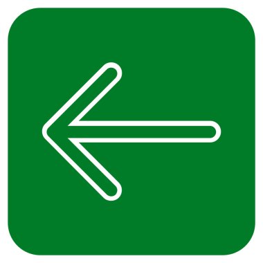 Düz sol ok vektör simgesi kare