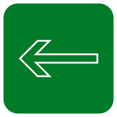 Düz sol ok vektör simgesi kare