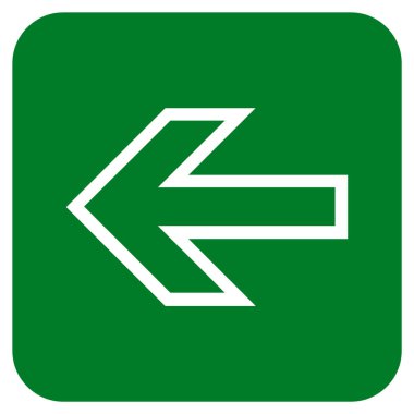 Düz sol ok vektör simgesi kare