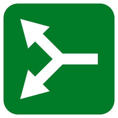 Düz yaptı çatallanma ok vektör simgesi kare