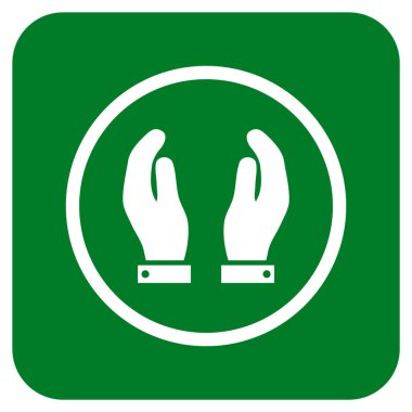 Bakım el düz kare vektör simgesi