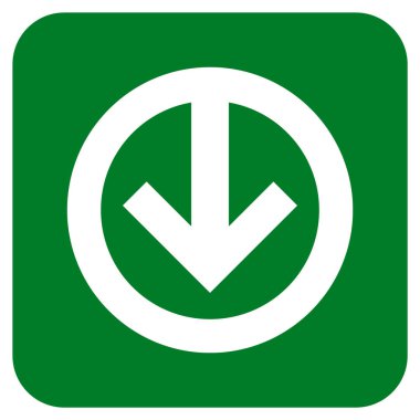 Düz aşağı yön vektör simgesi kare