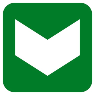 Düz aşağı yön vektör simgesi kare