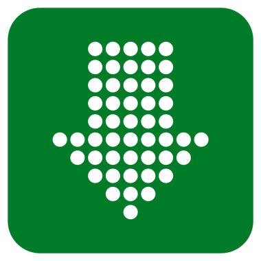 Noktalı ok aşağı düz kare vektör simgesi