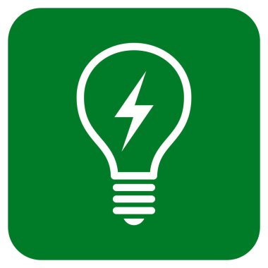 Elektrikli ampul düz kare vektör simgesi