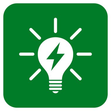 Elektrik ışık ampul düz kare vektör simgesi