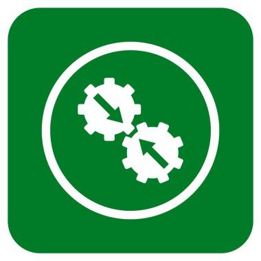 Dişli Tümleştirme düz kare vektör simgesi