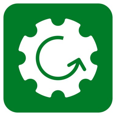 Dişli döndürme düz kare vektör simgesi