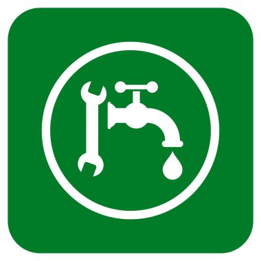 Sıhhi tesisat düz kare vektör simgesi