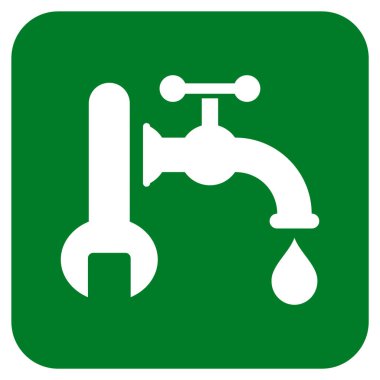 Sıhhi tesisat düz kare vektör simgesi