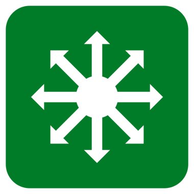 Radyal oklar düz kare vektör simgesi