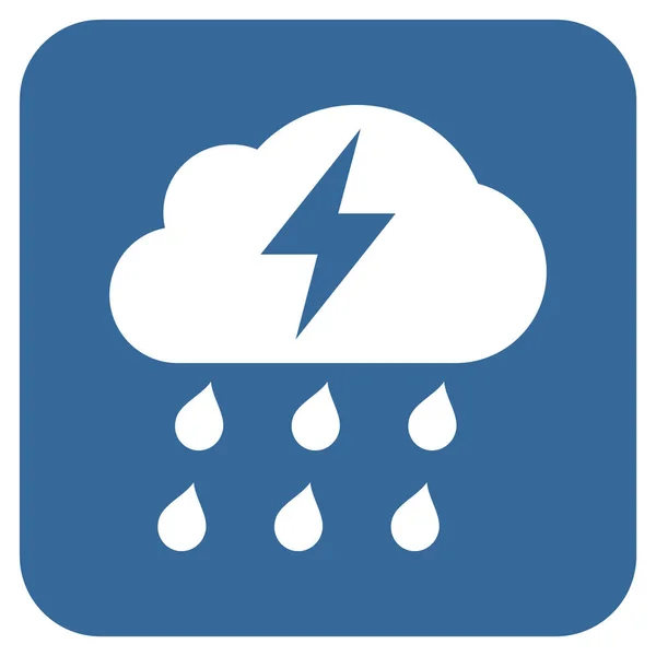 Thunderstorm Flat Squared Vector Icon — Stock Vector