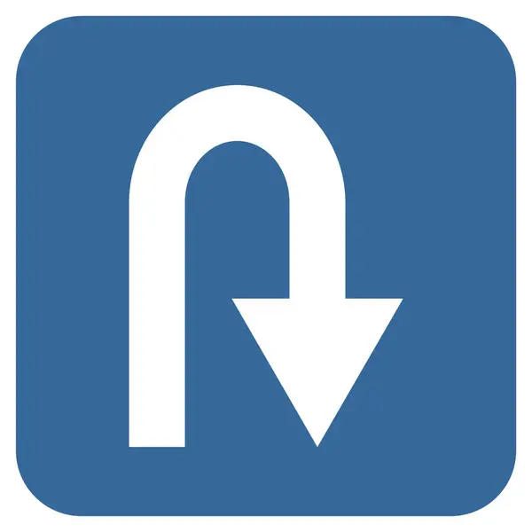 U Turn Platte vierkante Vector Icon — Stockvector