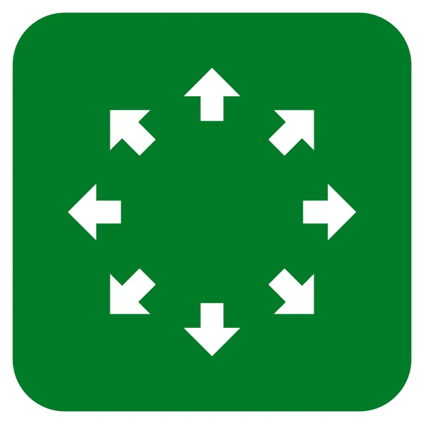 Flechas radiales plana cuadrada Vector icono — Vector de stock