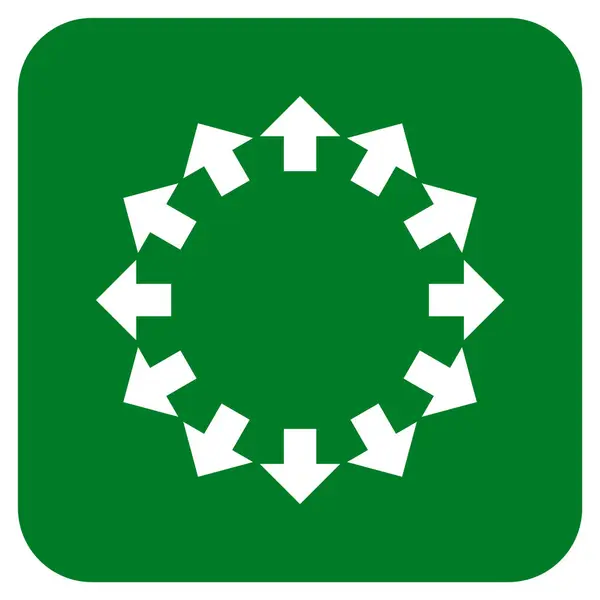 Flechas radiales plana cuadrada Vector icono — Vector de stock