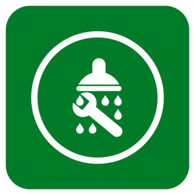 Duş sıhhi tesisat düz kare vektör simgesi