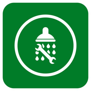 Duş sıhhi tesisat düz kare vektör simgesi