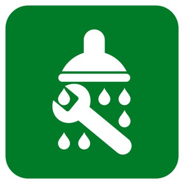 Duş sıhhi tesisat düz kare vektör simgesi