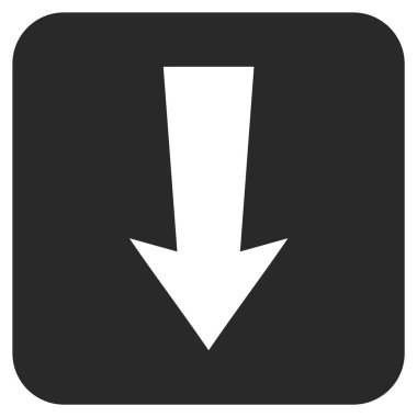 Düz aşağı ok vektör simgesi kare