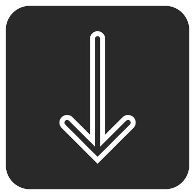 Düz aşağı ok vektör simgesi kare