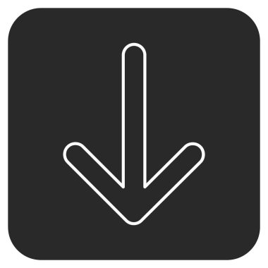 Düz aşağı ok vektör simgesi kare