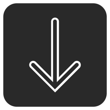 Düz aşağı ok vektör simgesi kare