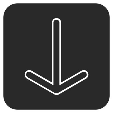 Düz aşağı ok vektör simgesi kare