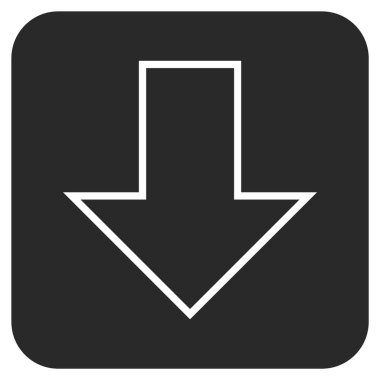 Düz aşağı ok vektör simgesi kare