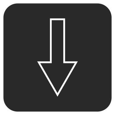 Düz aşağı ok vektör simgesi kare