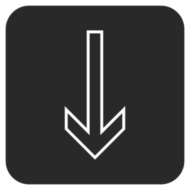 Düz aşağı ok vektör simgesi kare