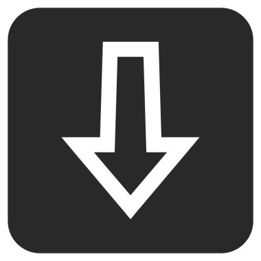 Düz aşağı ok vektör simgesi kare